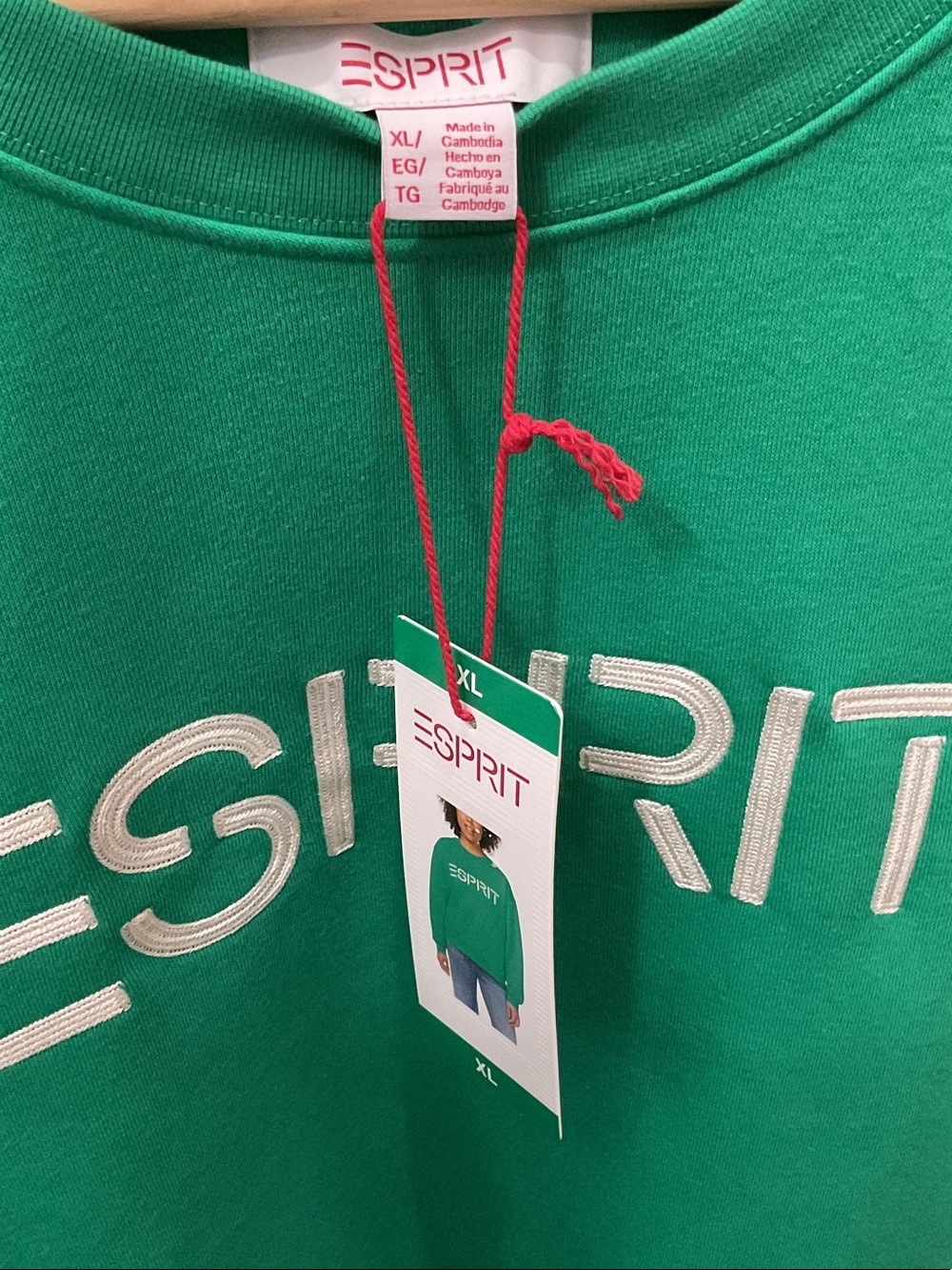 Esprit Green Crewneck Sweatshirt with White Logo - Picture 2 of 5
